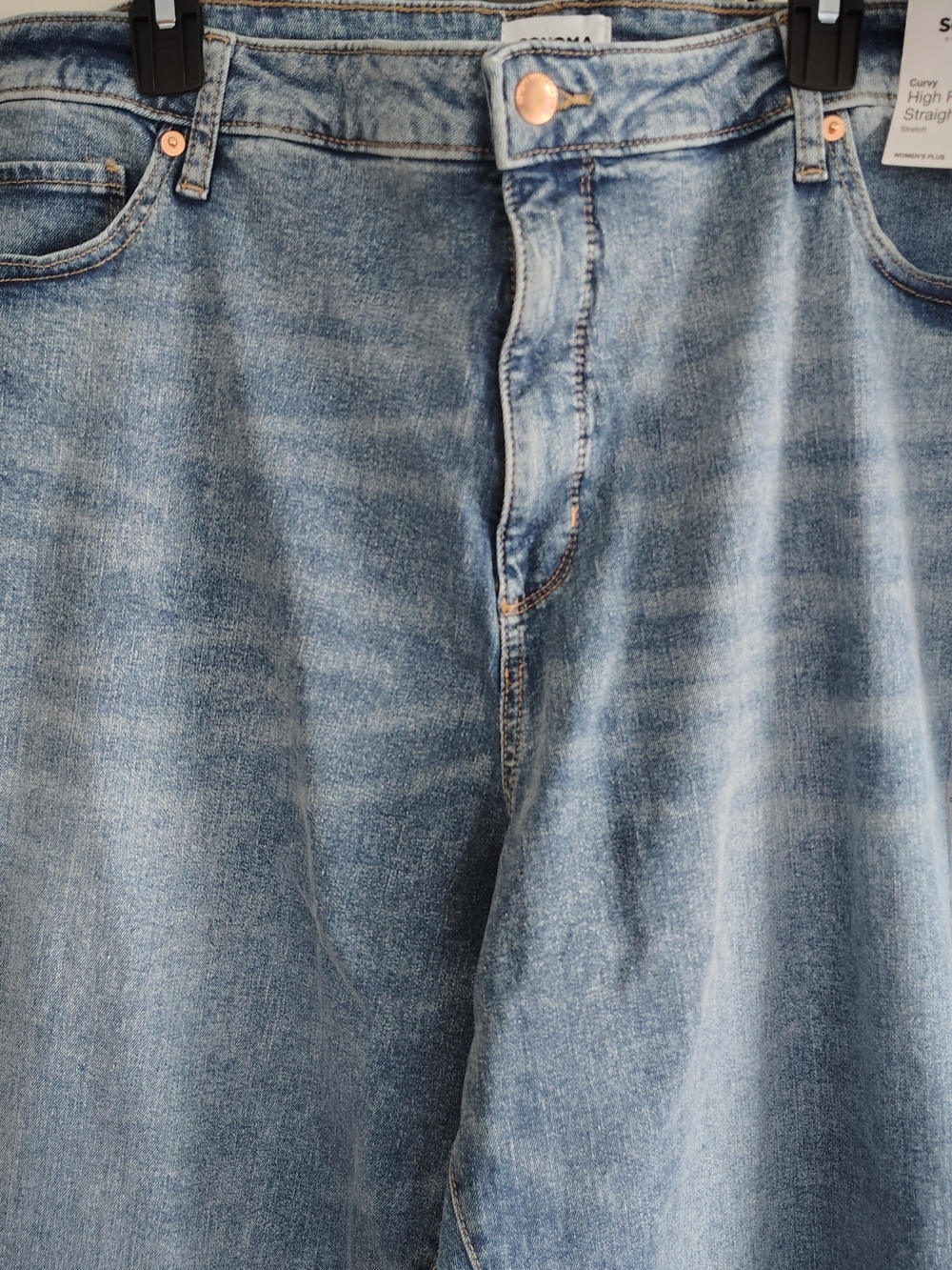 SONOMA Women's Plus Blue High-Rise Straight Jeans 20W - Picture 2 of 10